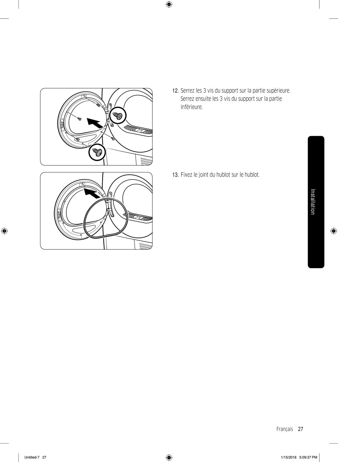 Samsung DV80N62532W/EF, DV90N62632W/EF, DV90N8289AW/EF manual Français 27  